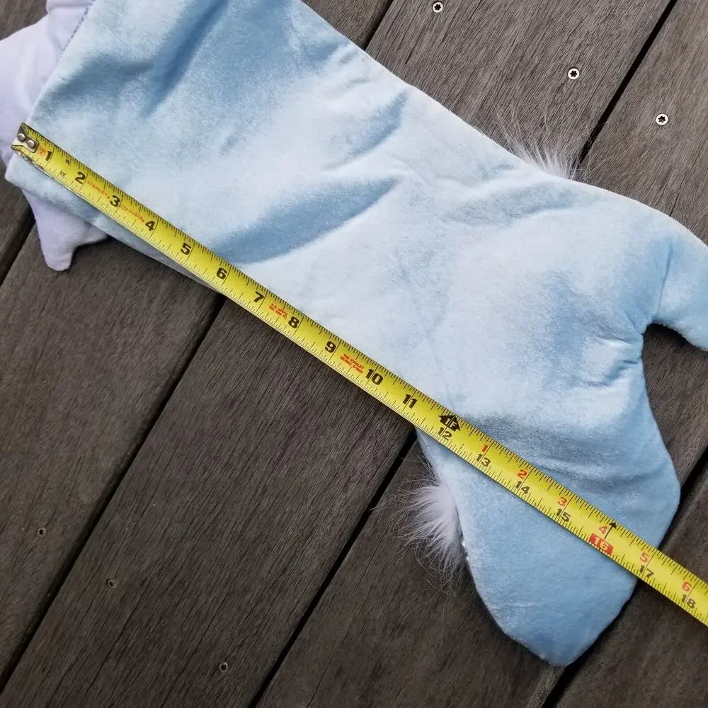 Angel Wings Christmas Stocking Dan Dee Faux Fur Trim Pale Blue Silver 17